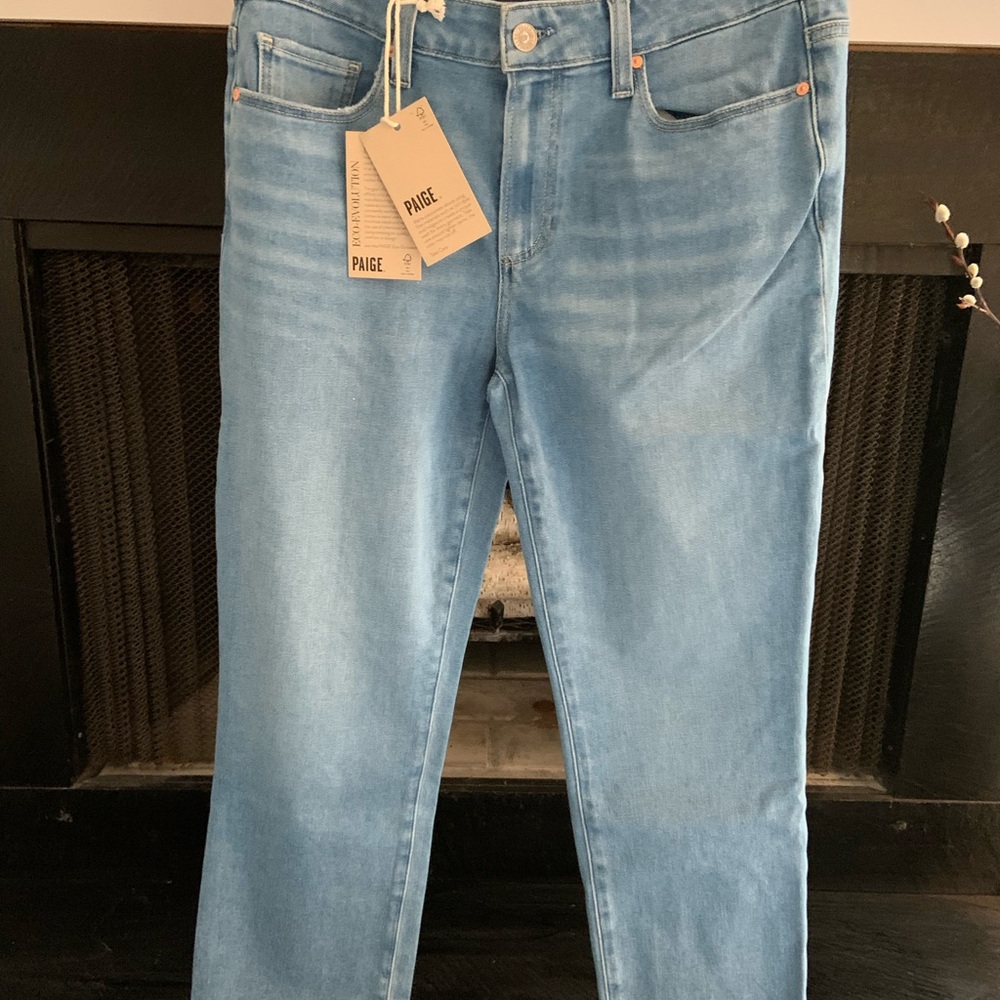 PAIGE Blue Straight Leg Jeans with Classic Denim Style